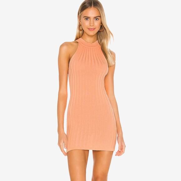 Superdown Milana Knit Mini Dress Extra Small Orange Ribbed Bodycon Soft Girl - Picture 1 of 5